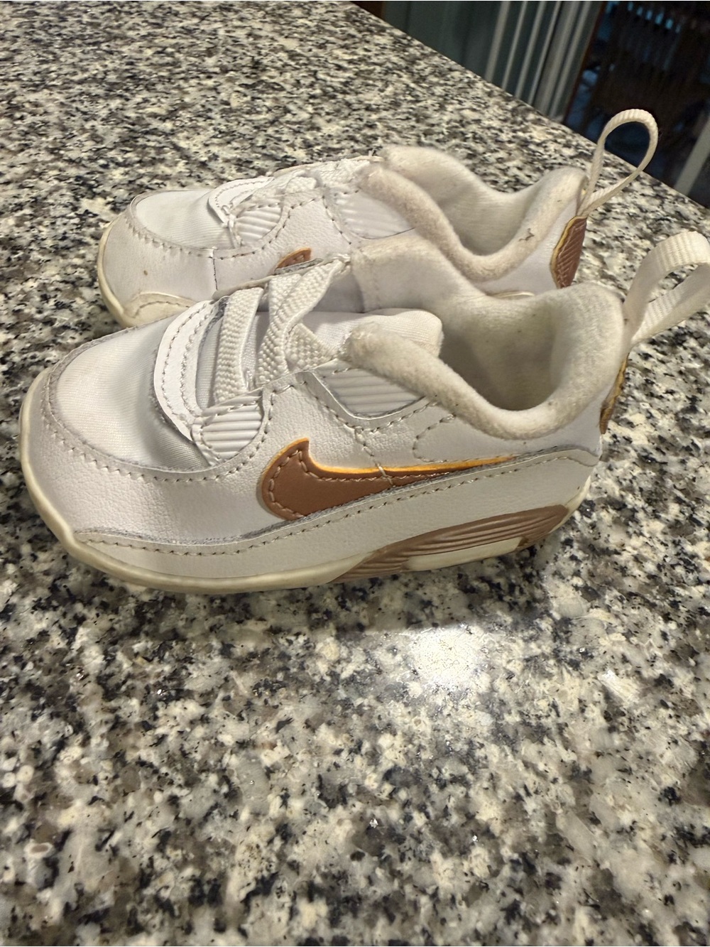 Kids White and Gold Nike Crib Booties